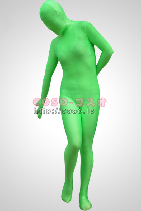 透明人間 グリーン　ライクラ　コスプレ用衣装―3taitsu0035