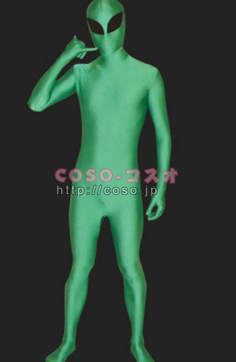 神秘ヒーロー　グリーン宇宙人　スパンデックス 全身タイツ―3taitsu0161