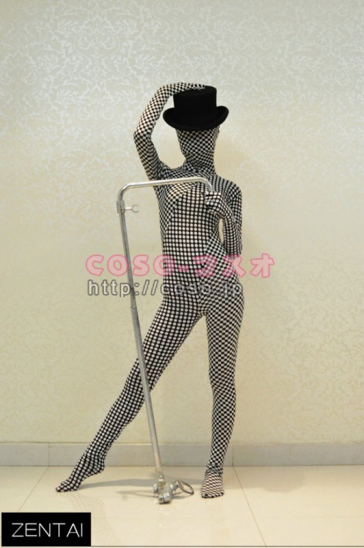 全身タイツファッション　魔法師　紳士　ブラック＆ホワイト混色　ライクラ―3taitsu0168