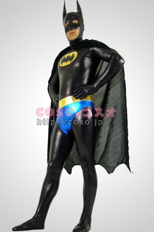 スーパーマン メタリック　黒色　Batman　バットマン　コスプレ衣装　マント付き―8taitsu0008