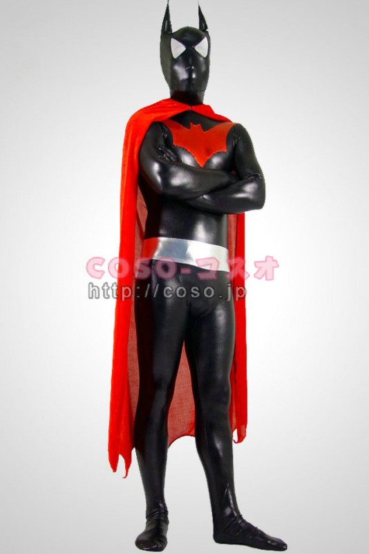 スーパーマン メタリック　黒いバットマン　赤いマント付き―8taitsu0017
