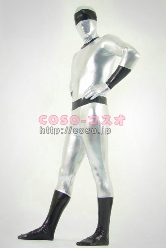 ブラックとシルバー　宇宙人　メタリック　コスチューム　仮装―6taitsu0090