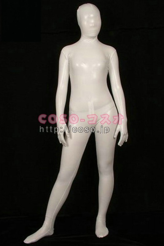 白色　PVC　全身タイツ　コスプレ衣装―4taitsu0002