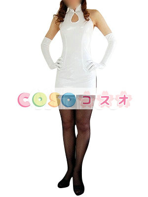 全身タイツ，メタリック　女性用　大人用　ホワイト　セクシー　コスチュームドレス　―taitsu-tights0226