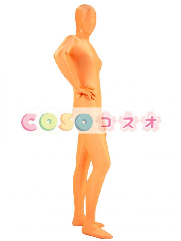 全身タイツ，単色　オレンジ色　大人用　開口部のない全身タイツ　ユニセックス　変装コスチューム―taitsu-tights1167