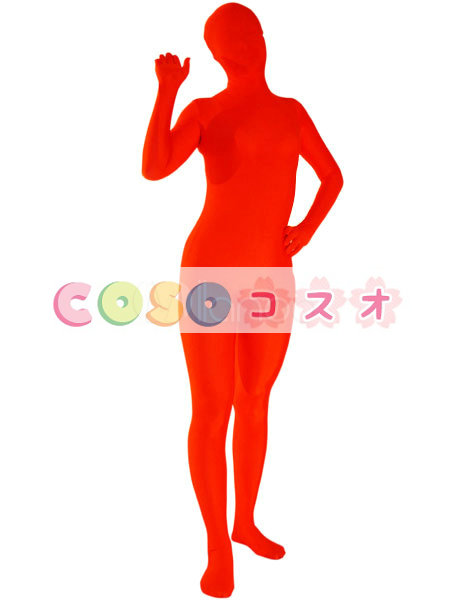 全身タイツ，赤い　単色　大人用　開口部のない全身タイツ　変装コスチューム　ユニセックス　―taitsu-tights1587