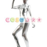 メタリック全身タイツ シルバー ジャンプスーツ 大人用 ―taitsu-tights1093