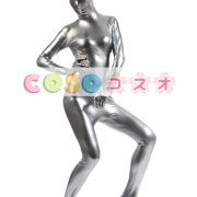 メタリック全身タイツ シルバー ジャンプスーツ 大人用 ―taitsu-tights1320