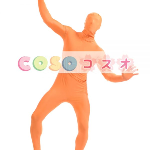 全身タイツ　オレンジ色　ライクラ・スパンデックス　大人用　―taitsu-tights1491 1