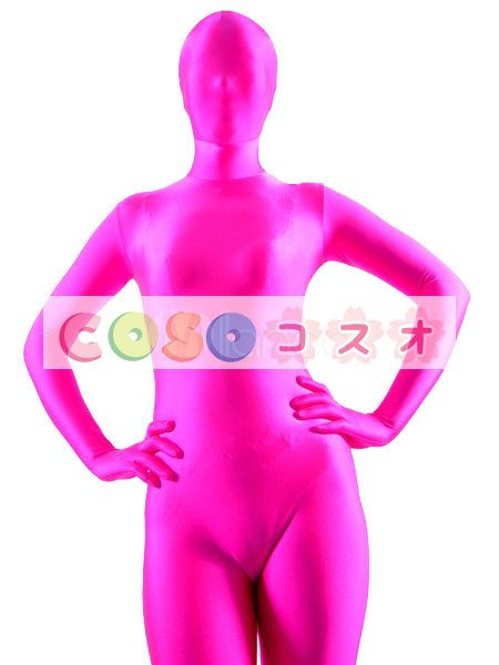 全身タイツ，ピンク　単色　大人用　開口部のない全身タイツ　変装コスチューム　ユニセックス　―taitsu-tights0069 1