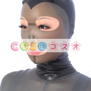 全身タイツアクセサリー，マスク　目と口が開いている　ブラック　仮装コスチューム　コスプレ―taitsu-tights0201