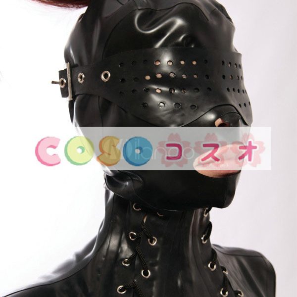 全身タイツアクセサリー，マスク　ブラック　目と口が開いている　変装コスチューム　コスプレ―taitsu-tights0231 1