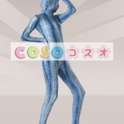 全身タイツ，ヘビ柄　ブルー　開口部のない全身タイツ　大人用　コスチューム　ユニセックス―taitsu-tights0287