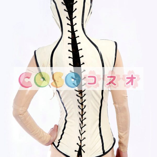 ラテックスコルセット，ホワイト　ファッション　コスチューム　変装パーティー　コスプレ　―taitsu-tights0334 1
