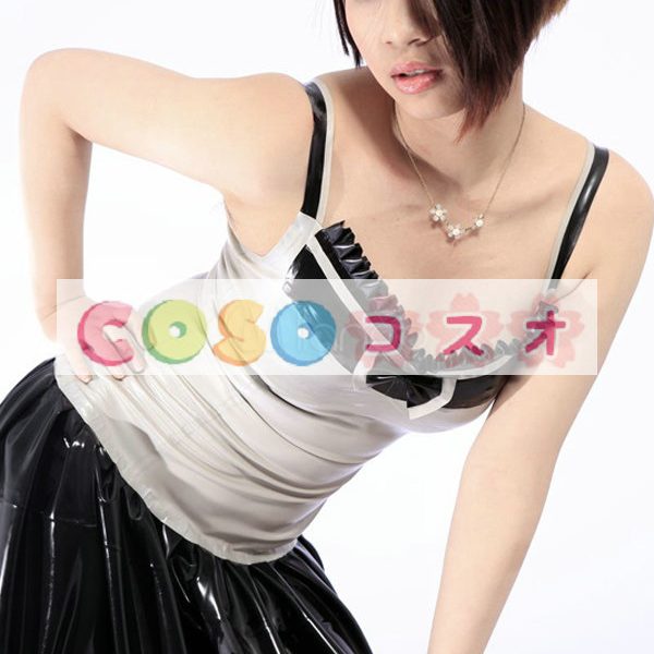 ラテックスドレス，ボディコン　ブラック＆ホワイト　ファッション　プリーツ　コスチューム―taitsu-tights0621 1