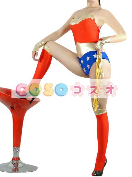 全身タイツ，スーパーヒーロー風　大人用　女性用　セクシー　コスチューム　スーパーガール　―taitsu-tights1049 1