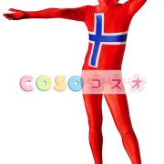 全身タイツ，ノルウェーの国旗柄　ユニセックス　大用　コスチューム衣装　コスプレ　―taitsu-tights1290
