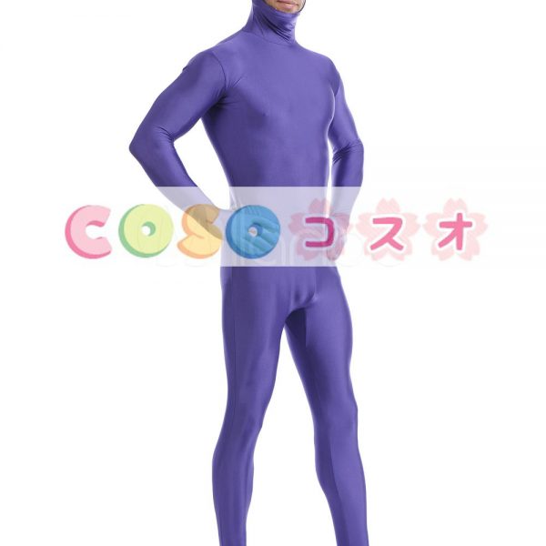 紫のオープンフェイス ユニセックス ライクラ スパンデックス全身タイツ スーツ―taitsu-tights1452 1