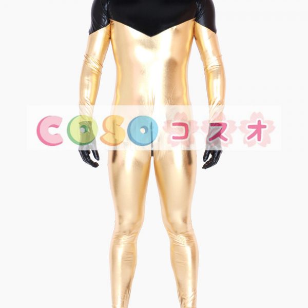 全身タイツ　ゴールド×ブラック　男女兼用　大人用　キャットスーツ―taitsu-tights1171 1