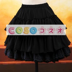 シフォンスカート　ブラック　ロリィタスカート　レーストリム ―Lolita0003