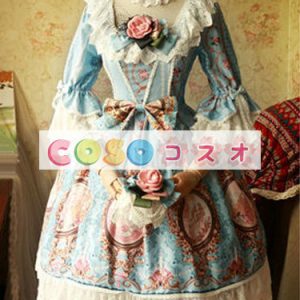 ロリィタワンピース　プリント柄　コットン　可愛い　リボン　パーティー　 ―Lolita0029