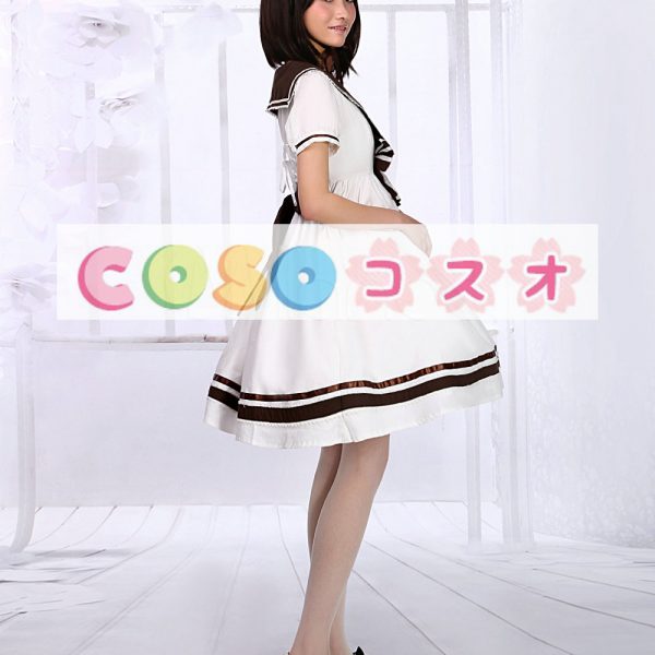 ロリィタ服　ホワイト　ワンピース　セーラースタイル　半袖　リボン ―Lolita0087 1