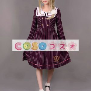 ロリータ服　ワンピース　ストライプ　ドレス　コットン　スィート　ボタン　カジュアル　 ―Lolita0099