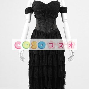 ロリータ服　ワンピース　ブラック　単色　ジャンパースカート　ナイロン　ゴシック　結び　カジュアル　 ―Lolita0101