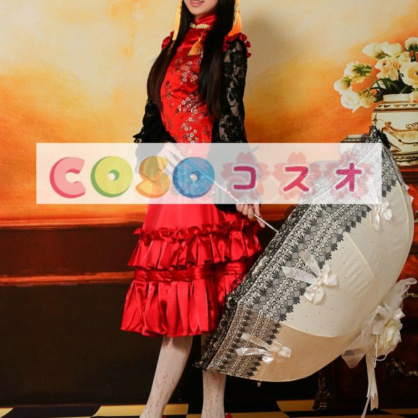 ロリータ服 ワンピース レッド ドレス コットン スィート カジュアル ―Lolita0150 1 ロリータ服 ワンピース レッド ドレス コットン スィート カジュアル ―Lolita0150 1