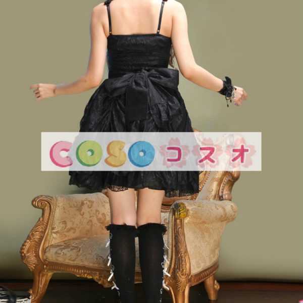ロリータ服，ワンピース　リボン　ノースリーブ　ゴシック　レース付き ―Lolita0156 1