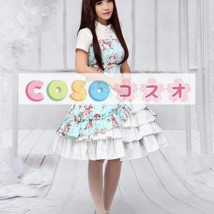 ロリータ衣装，ワンピース　新作　オリジナル　中国風　カスケードフリル　花柄　高品質 ―Lolita0165
