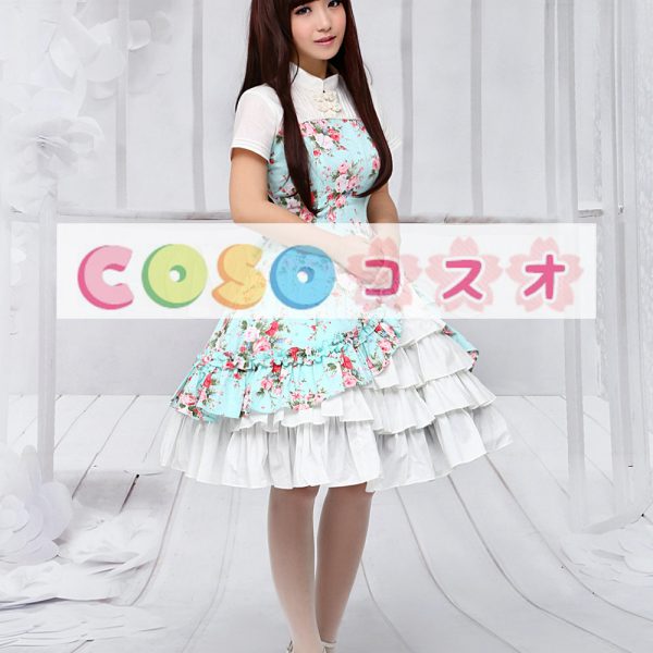 ロリータ衣装，ワンピース　新作　オリジナル　中国風　カスケードフリル　花柄　高品質 ―Lolita0165 1