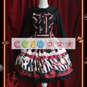 ロリータ服，全２色　スカート　スィート　プリント柄　高品質　レース付き ―Lolita0185