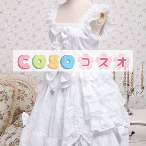 ロリータワンピース，ホワイト　スクエアネック　ティアド　ショートスリーブ　女の子らしさ満点 ―Lolita0220