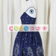 ロリィタジャンパースカート　ディープブルー  プリント柄　レース ―Lolita0284