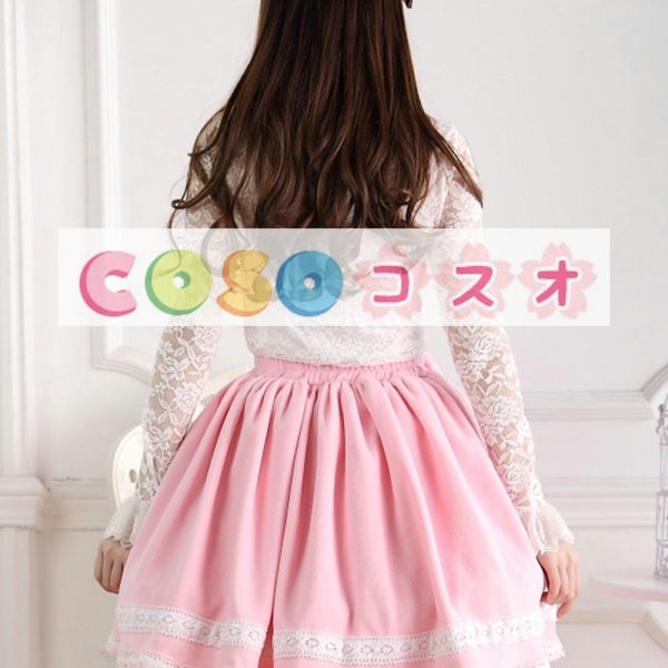 ピンク　ロリィタスカート　スウィート　リボン　パール ―Lolita0299 1