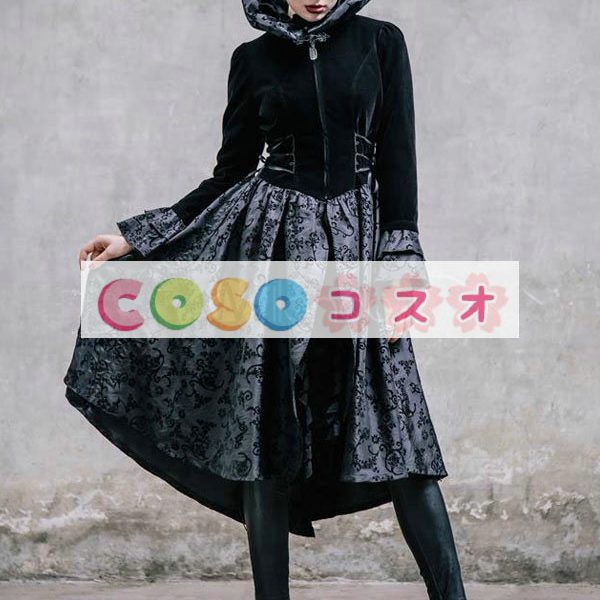 ロリータ服　ワンピース　ブラック　アートワーク　ドレス　ポリエステル　ゴシック　結び　カジュアル　 ―Lolita0300 1