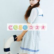 ロリータ服　ワンピース　ライトブルー　プリント　ドレス　コットン　スィート　リボン　カジュアル　 ―Lolita0307