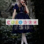 ロリータ服　全４色　ワンピース　半袖　メイド風　リボン　スクエアネック　 ―Lolita0334