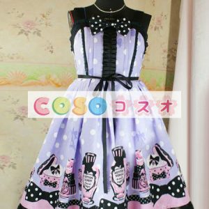 ロリータジャンパースカート　プリント　コットン　 ―Lolita0339