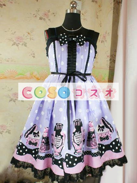 ロリータジャンパースカート　プリント　コットン　 ―Lolita0339 1