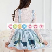 ロリータ服　スカート　ブルー　スィート　プリント　レース　動物　新作 ―Lolita0348
