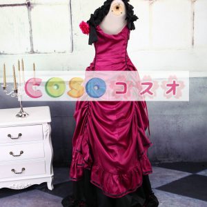 ロリータジャンパースカート，レッド　スイートハートネック　ドレープ　クラシック＆トラディション　サテン　 ―Lolita0363