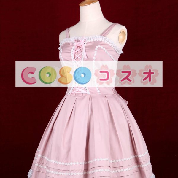 ロリータジャンパースカート，ピンク　女の子らしさ満点　ラッフル　ゴシック　コットン　 ―Lolita0413 1