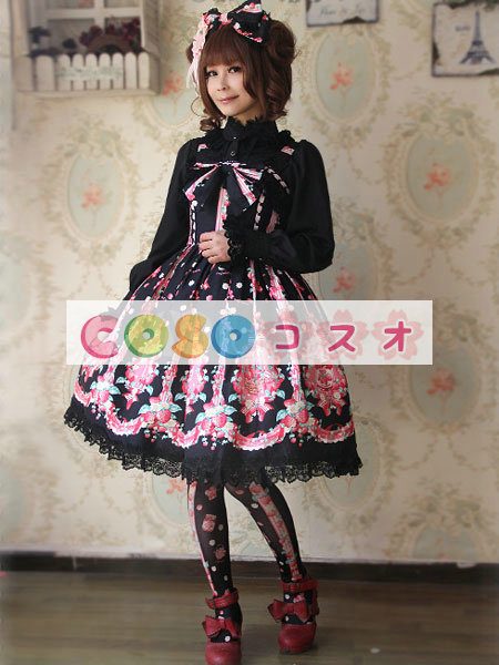 ロリィタジャンパースカート　スウィート　コットン　プリント付き　カジュアル　 ―Lolita0432 1