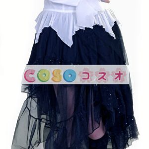 ロリータスカート，ブラック　アシンメトリー　ラッフル　パンク　綿混紡　 ―Lolita0482