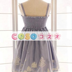 ロリータジャンパースカート　ロイヤルパープル　編み上げ　可愛い　コットン　 ―Lolita0506