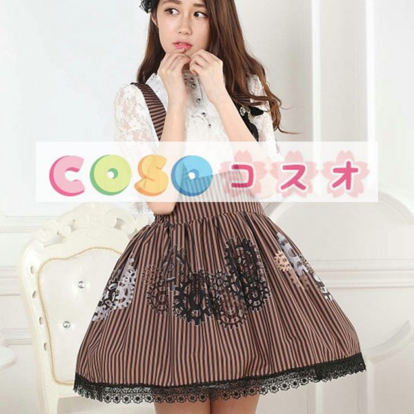 ロリータ服　スカート　ブラウン　スィート　プリント柄　レース　 ―Lolita0553 1