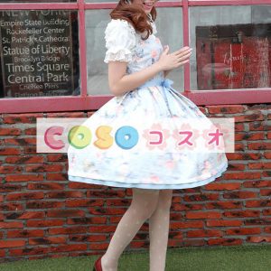 ロリータ服　ワンピース　チュニック　プリント柄　ジャガード織　可愛い　ノースリーブ　パーティー　 ―Lolita0564