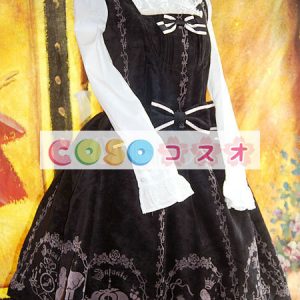 ロリータジャンパースカート，ブラック　スクエアネック　クラシック＆トラディション　コットン　スイート ―Lolita0566